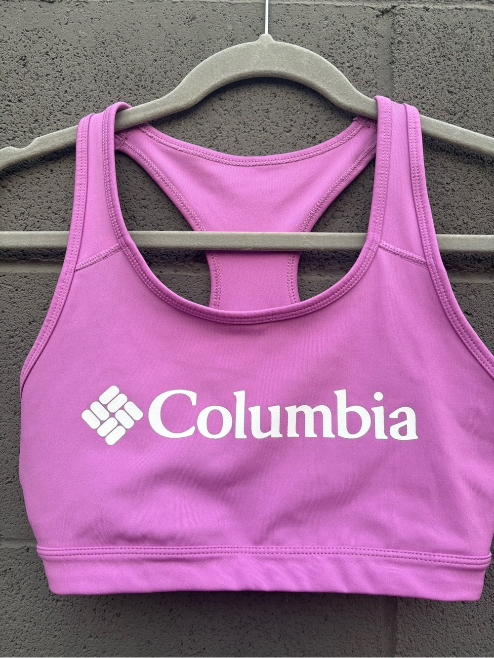Columbia Bright Purple Racerback Sports Bra with White Logo